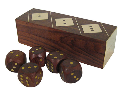 Oblong Dice Box With 5 Dice